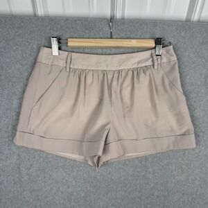 Express Shorts Womens 0 Beige Khaki Cuffed Lined Dressy Pleated Y2K Micro Mini